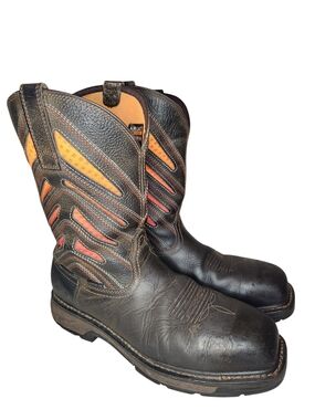 ARIAT WORK WATERPROOF COMPOSITE STEEL TOE DRYSHIELD BROWN LEATHER BOOTS MEN 13 D